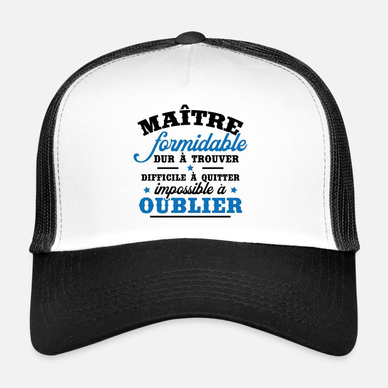 Merci maitresse formidable, Cadeau maîtresse école - Casquette trucker  - blanc/noir