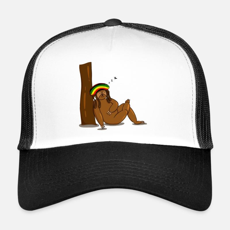 schlafendes Reggae-Faultier - Trucker Cap - Weiß/Schwarz