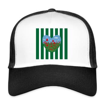 Herz Wiese mit vielen Blumen. - Trucker Cap - Weiß/Schwarz - Vorne