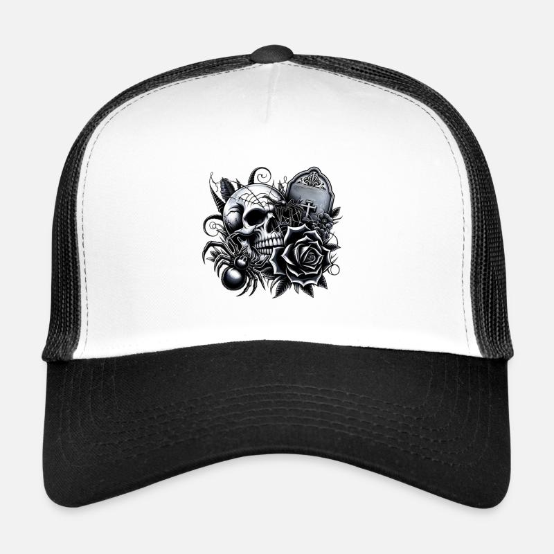 Dark Symphony: Skulls, Spiders and Crosses Trucker Cap