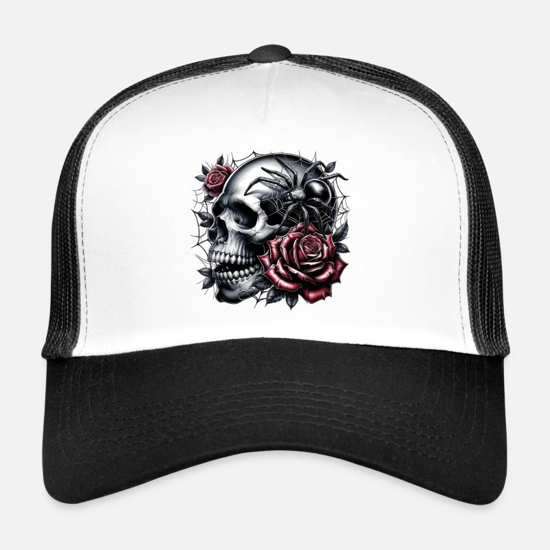 A dance between skulls and roses - Trucker Cap - white/black