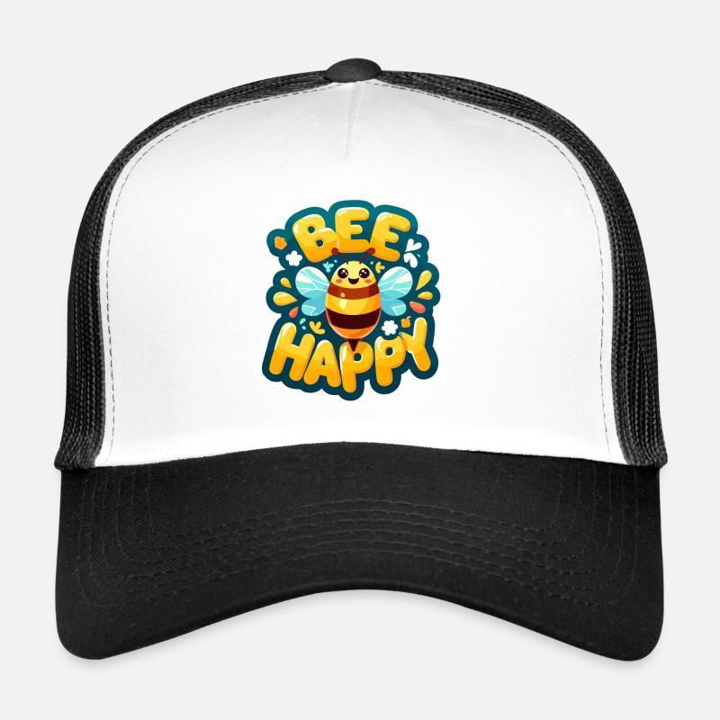 Bee Happy glückliche Biene - Trucker Cap - Weiß/Schwarz