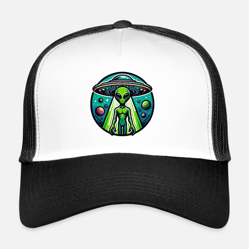 UFO Außerirdischer - Trucker Cap - Weiß/Schwarz