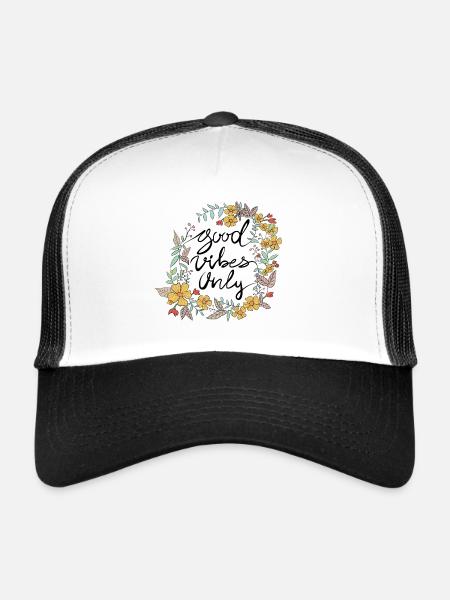 bonne vibrations seulement - Casquette trucker  - blanc/noir - Devant