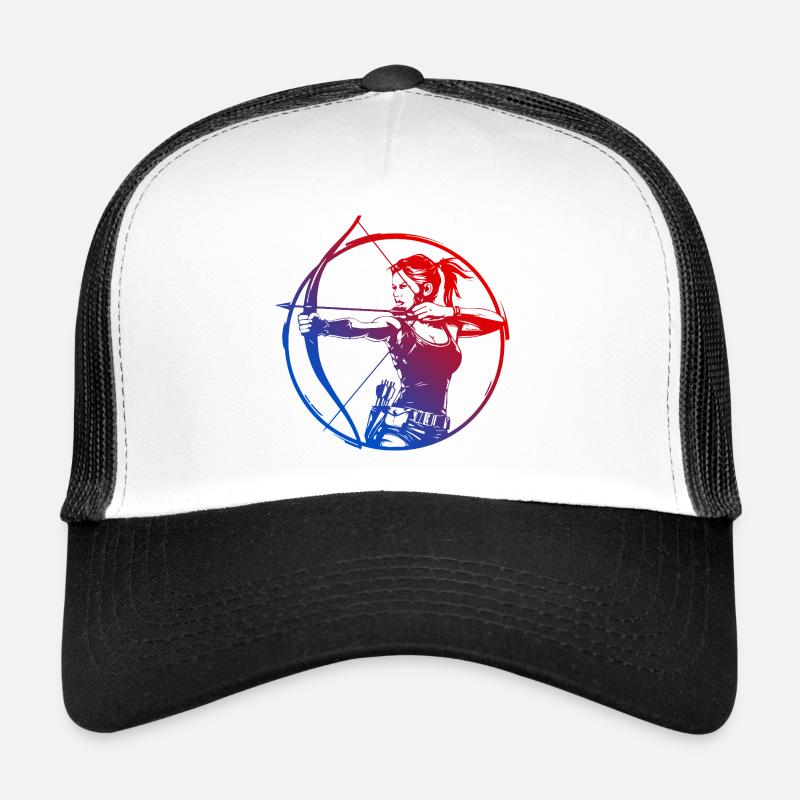 Bogenschießen Silhouette Bunt Trucker Cap