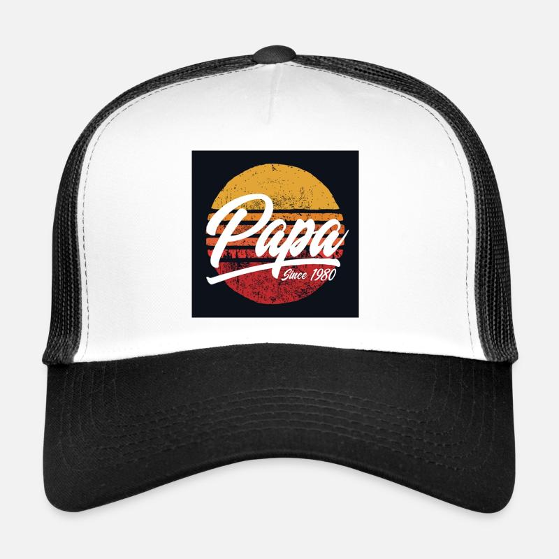 Retro Papa Since 1980 Vintage Retro Sunset Design Trucker Cap
