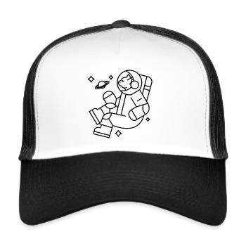 Astrocat - Astronaut Cat - Weltraumkatze - Trucker Cap - Weiß/Schwarz - Vorne