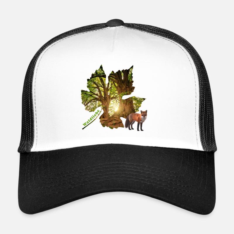 wald 48 mit fuchs - Trucker Cap - Weiß/Schwarz
