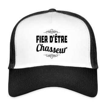 fier d'être chasseur - Casquette trucker  - blanc/noir - Devant