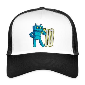 10th Birthday Retro Robot 10 Years Old Robotics - Trucker Cap - white/black - Front