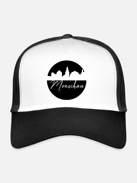 Monschau,skyline,city,circle,black circle - Trucker Cap - white/black - Front