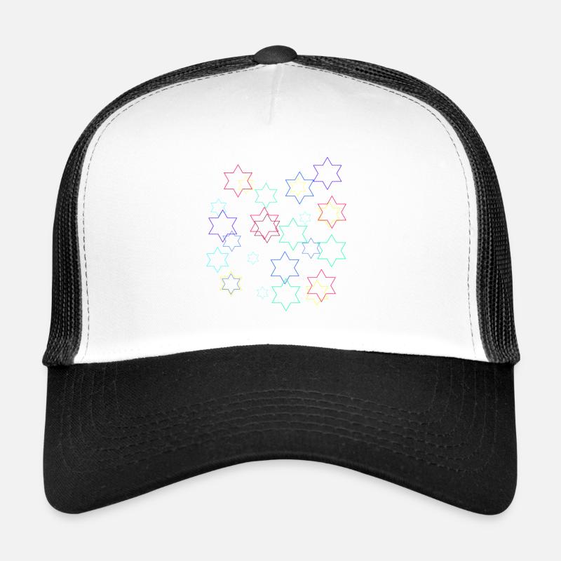 Étoiles, étoile, étoiles colorées - Casquette trucker  - blanc/noir