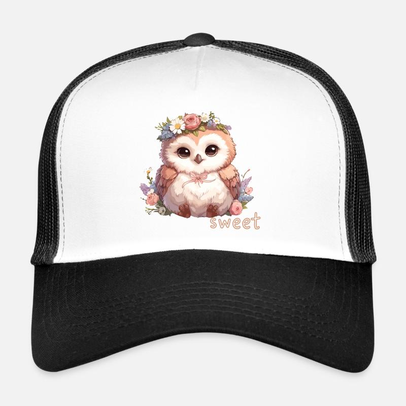 Cute Owl with Flowers Trucker Cap