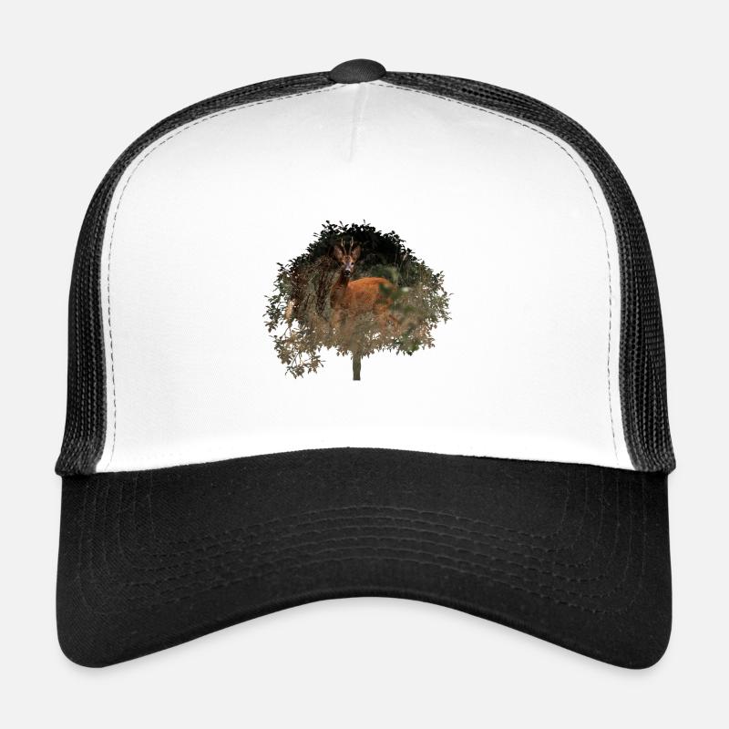 beau chevreuil dans la forêt - Casquette trucker  - blanc/noir