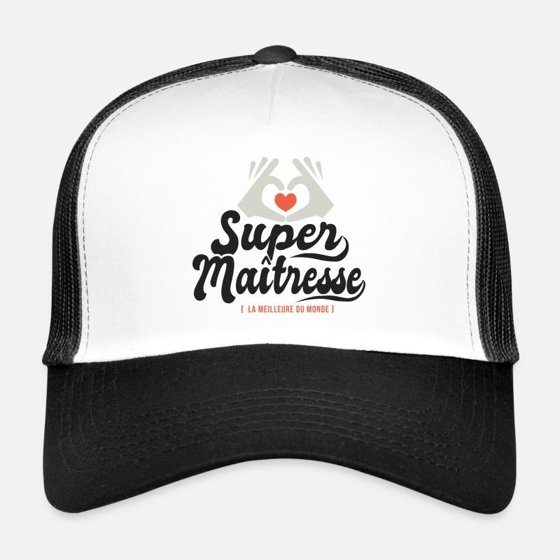 Super maitresse cadeau maîtresse institutrice - Casquette trucker  - blanc/noir