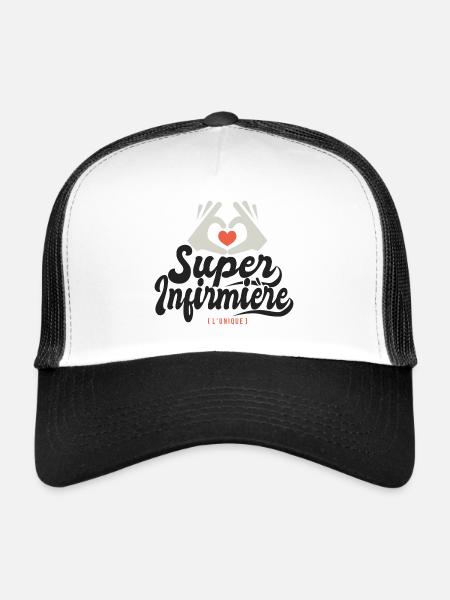 Super Infirmière l unique cadeau infirmiere - Casquette trucker  - blanc/noir - Devant