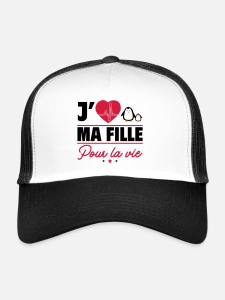 J'aime ma fille – pour toujours et à jamais - Casquette trucker  - blanc/noir - Devant