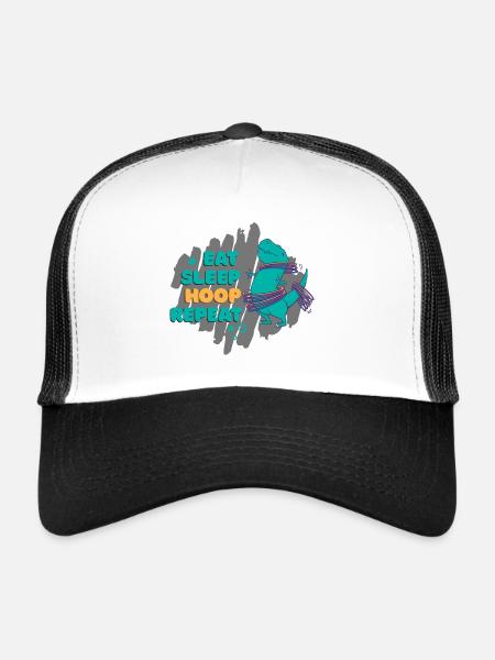 Funny dino with fitness tires during sports - Trucker Cap - white/black - Front