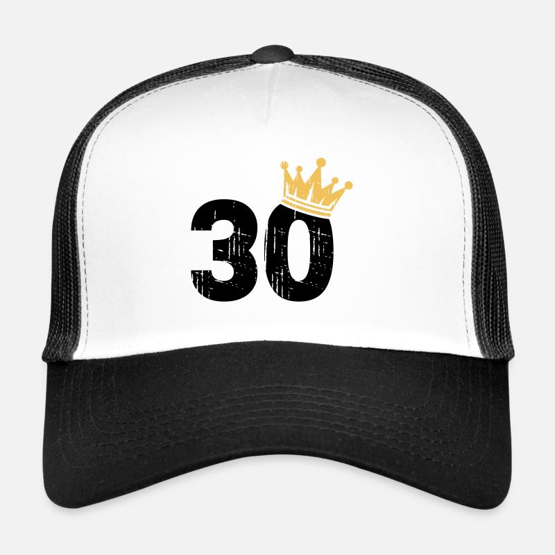 30 Krone 30. Geburtstag 30 Jahre - Trucker Cap - Weiß/Schwarz