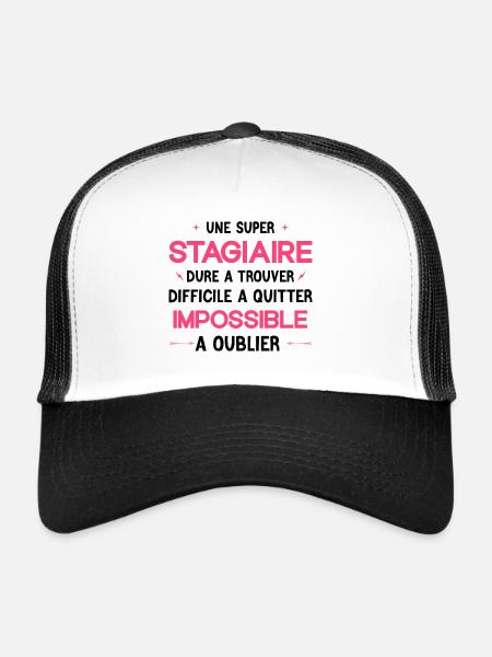 Super Stagiaire - Cadeau de Depart - Casquette trucker  - blanc/noir - Devant