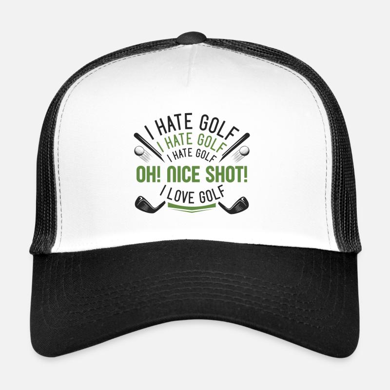 I Hate Golf - Trucker Cap - Weiß/Schwarz
