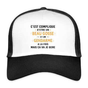 Beaugosse Gendarme Cadeau gendarme - Casquette trucker  - blanc/noir - Devant