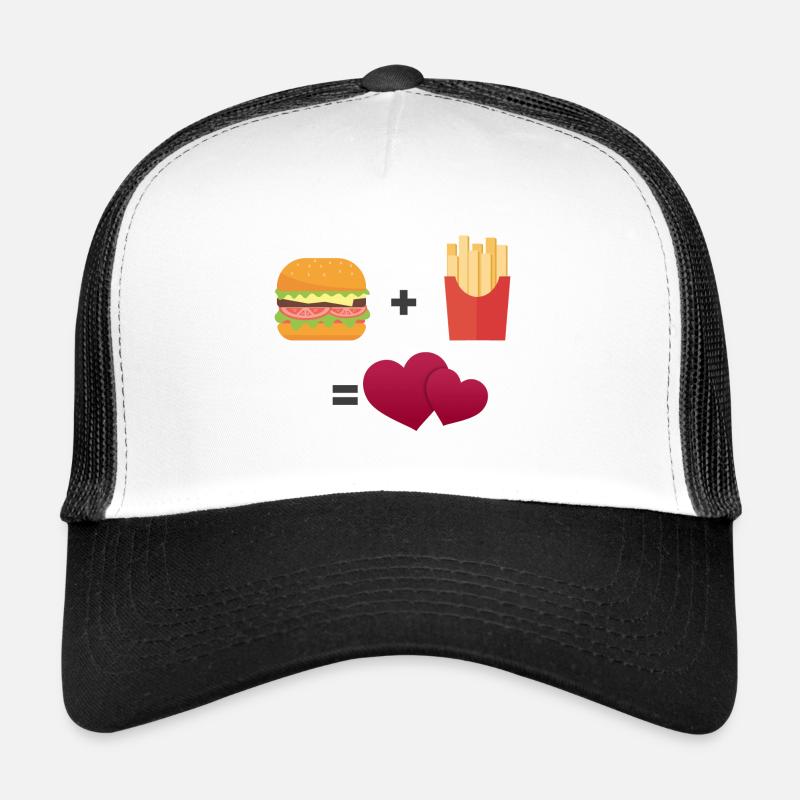 Burger und Pommes - Trucker Cap - Weiß/Schwarz