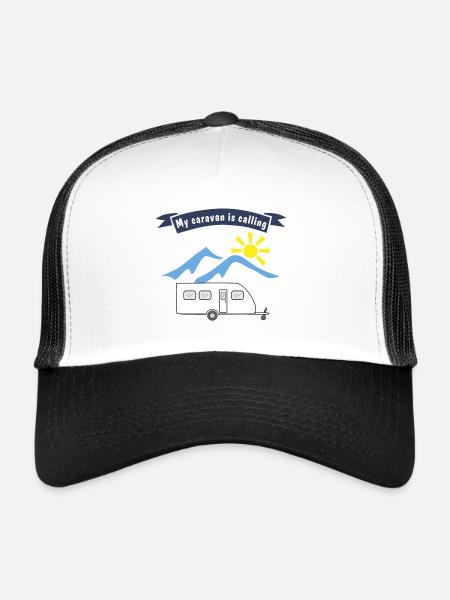 caravane appelle - Casquette trucker  - blanc/noir - Devant