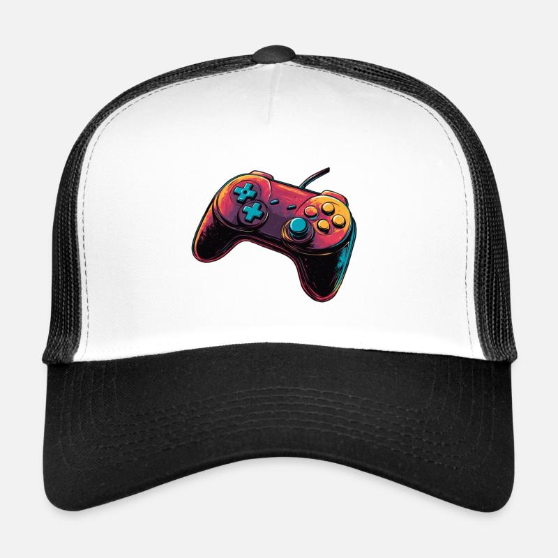 Logo manette de jeu, gamepad, joueur de console Casquette trucker 