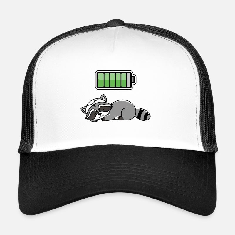 Racoon Sleeping Recharging Night Bedtime Trucker Cap