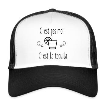 humour - tequila citations - Casquette trucker  - blanc/noir - Devant