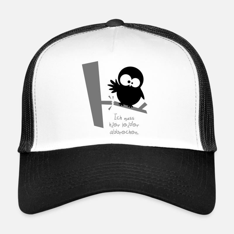 Eine Eule // Ich muss hier leider abbrechen. - Trucker Cap - Weiß/Schwarz