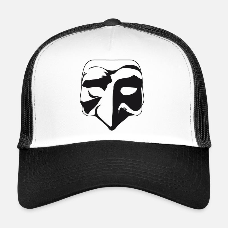 Pulcinella - Masque de carnaval de Naples - Casquette trucker  - blanc/noir