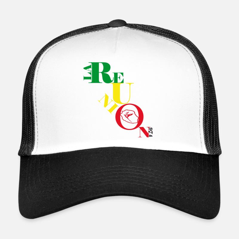 Ecriture Réunion + dessin Paille en queue Casquette trucker 