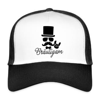 Groom Bräutigam bachelor Hochzeit stag polterabend - Trucker Cap - Weiß/Schwarz - Vorne