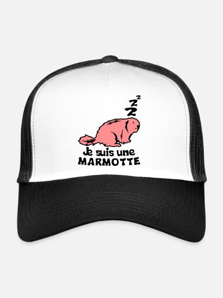 je suis une marmotte animal expression - Casquette trucker  - blanc/noir - Devant