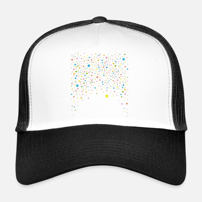 Silvester. Buntes Konfetti mit Sternen. - Trucker Cap - Weiß/Schwarz