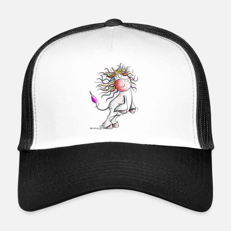Funny Rainbow Unicorn I Comic Fantasy - Trucker Cap - white/black