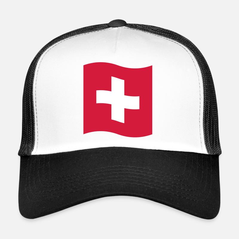 Fahne Schweiz - Trucker Cap - Weiß/Schwarz