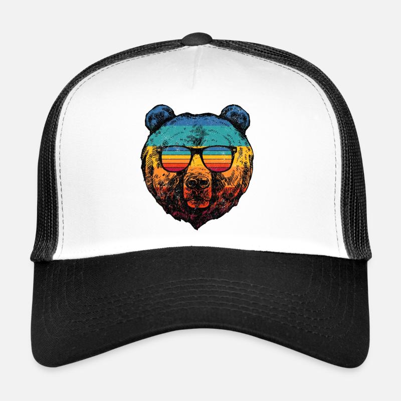 Rainbow Bear in Retro Sunglasses Trucker Cap