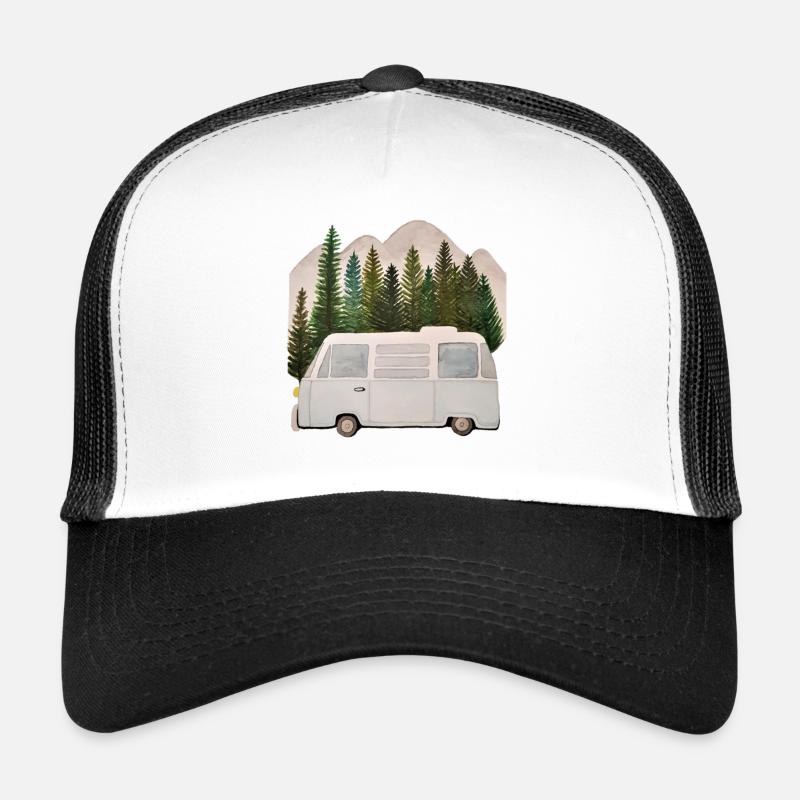 Camper camper van in front of Bergen - Trucker Cap - white/black