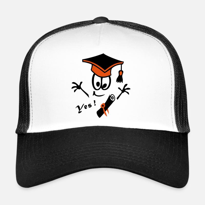 Doktorhut Studium Schule Comic Yes - Trucker Cap - Weiß/Schwarz