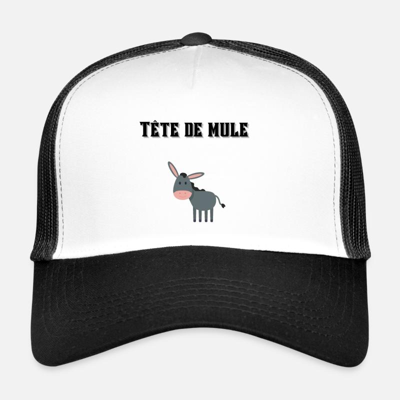 Tête de mule ! 🐴🐎 - Casquette trucker  - blanc/noir