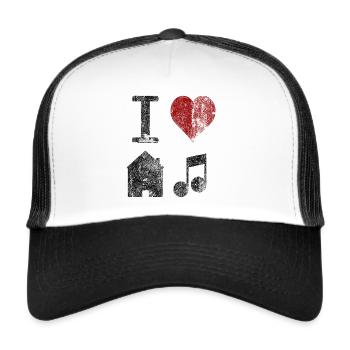 I love house musique DJ DeeJay record vinyle disco - Casquette trucker  - blanc/noir - Devant