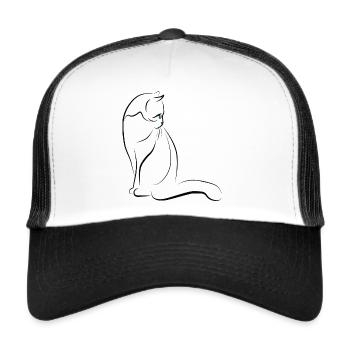 Katzensilhouette mit Farbakzent, Katze - Trucker Cap - Weiß/Schwarz - Vorne