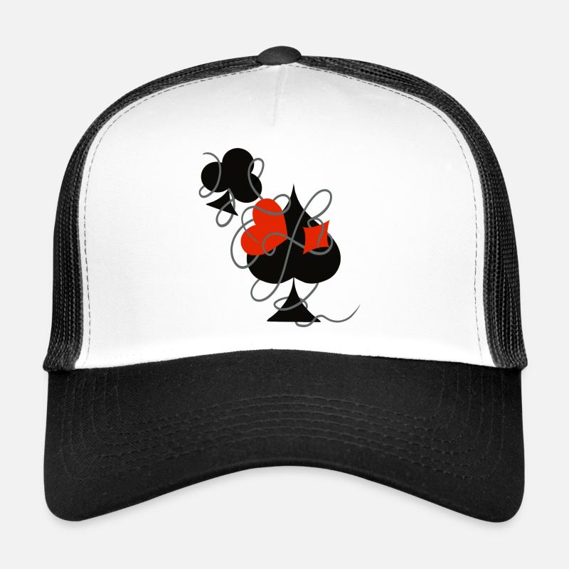 Glück im Spiel … | Spielkarten | Geschenkidee - Trucker Cap - Weiß/Schwarz