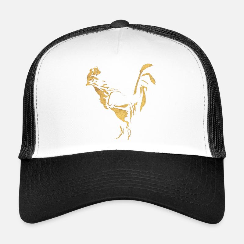 Hahn - Tusche / Gold - Trucker Cap - Weiß/Schwarz