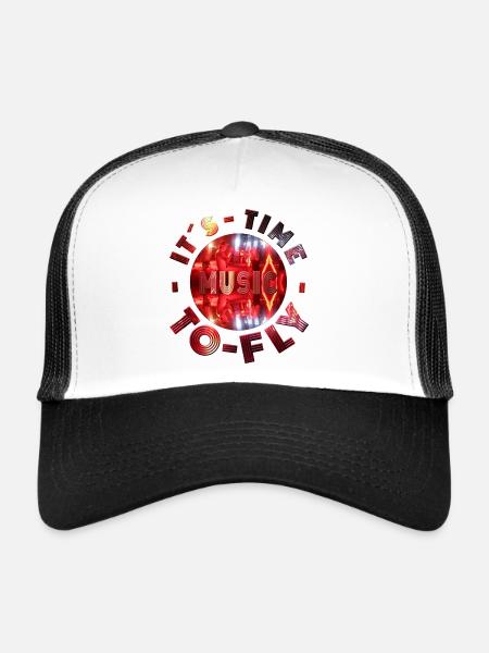 Création musicale néon avec ambiance dansante, fête - Casquette trucker  - blanc/noir - Devant