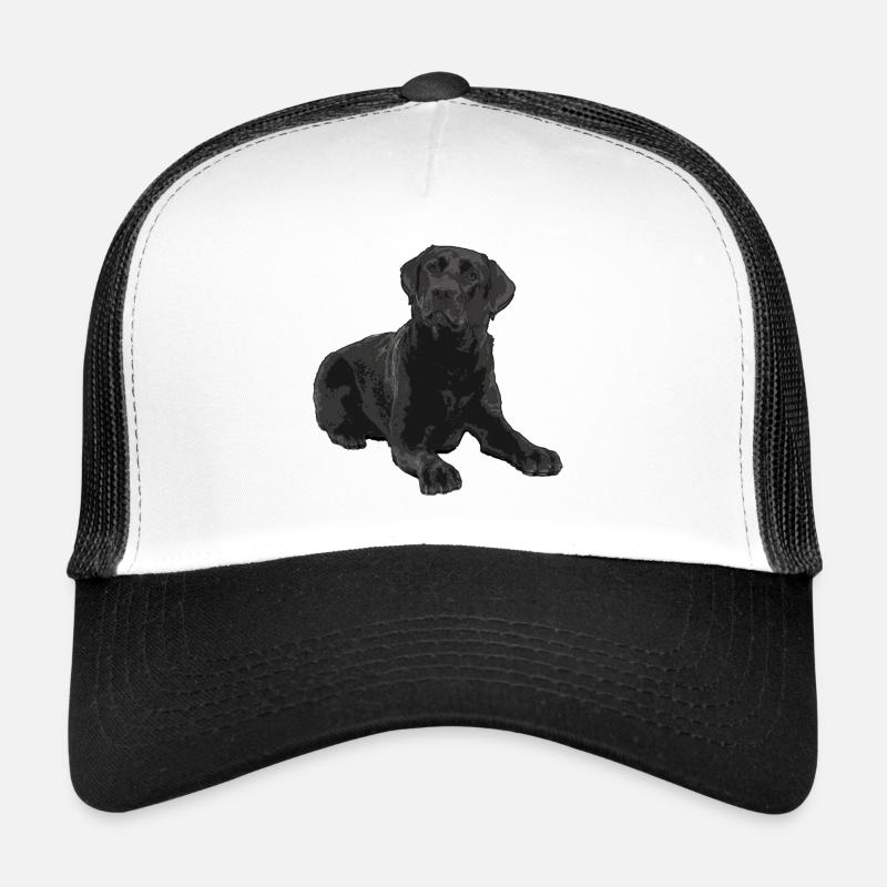 Labrador noir - Casquette trucker  - blanc/noir