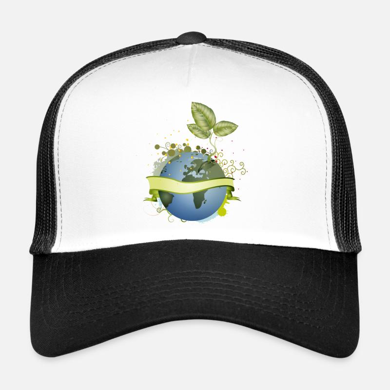 in the earth unfolds with banner Trucker Cap